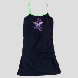 black graphic mini dress